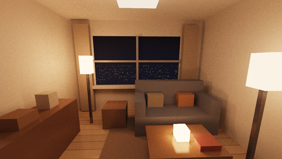 小さな灯りを分けて置いた部屋のようす