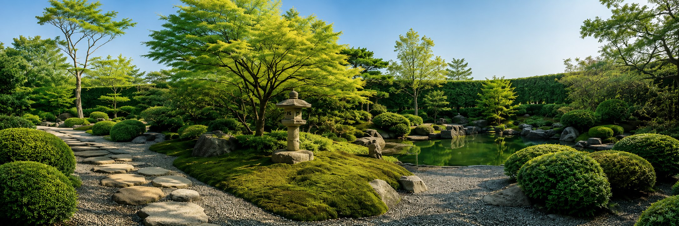 和風庭園のパノラマ（実写イメージ／デモ用）