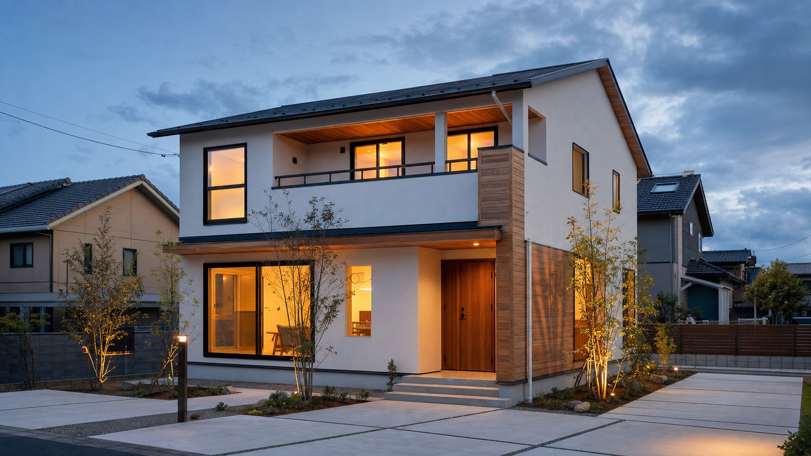 実測にもとづいて建てられた住宅の完成外観（見本イメージ）