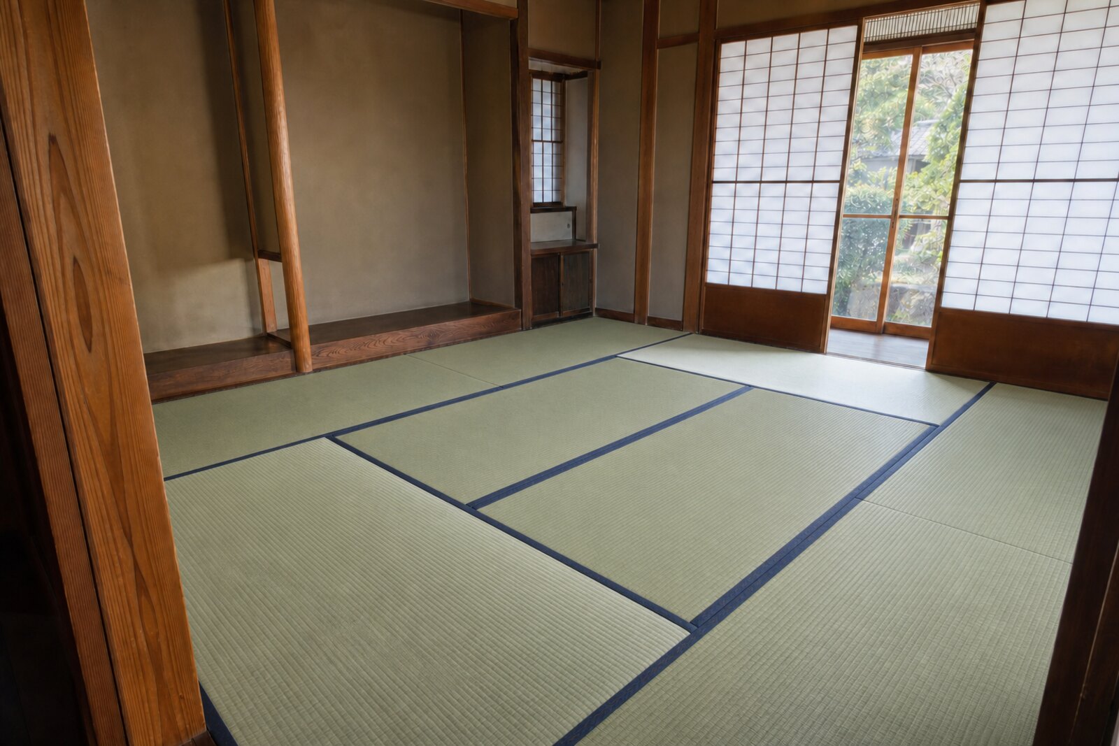 表替えで青畳になった同じ八畳和室(施工後)
